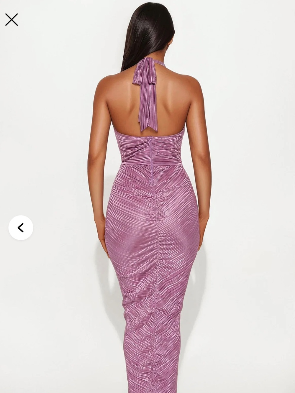 Fashion Nova Pleated Halter Maxi Dress in Mauve - Picture 2 of 5